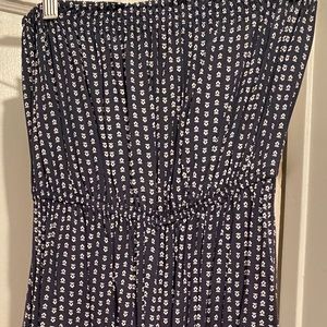 Strapless Navy blue and white summer dress